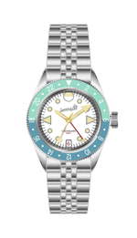 Load image into Gallery viewer, Oceanguard GMT - White w/ Coral and Turquoise Bezel
