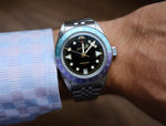 Load image into Gallery viewer, Oceanguard GMT - Jet Black w/ Fuchsia and Cyan Bezel
