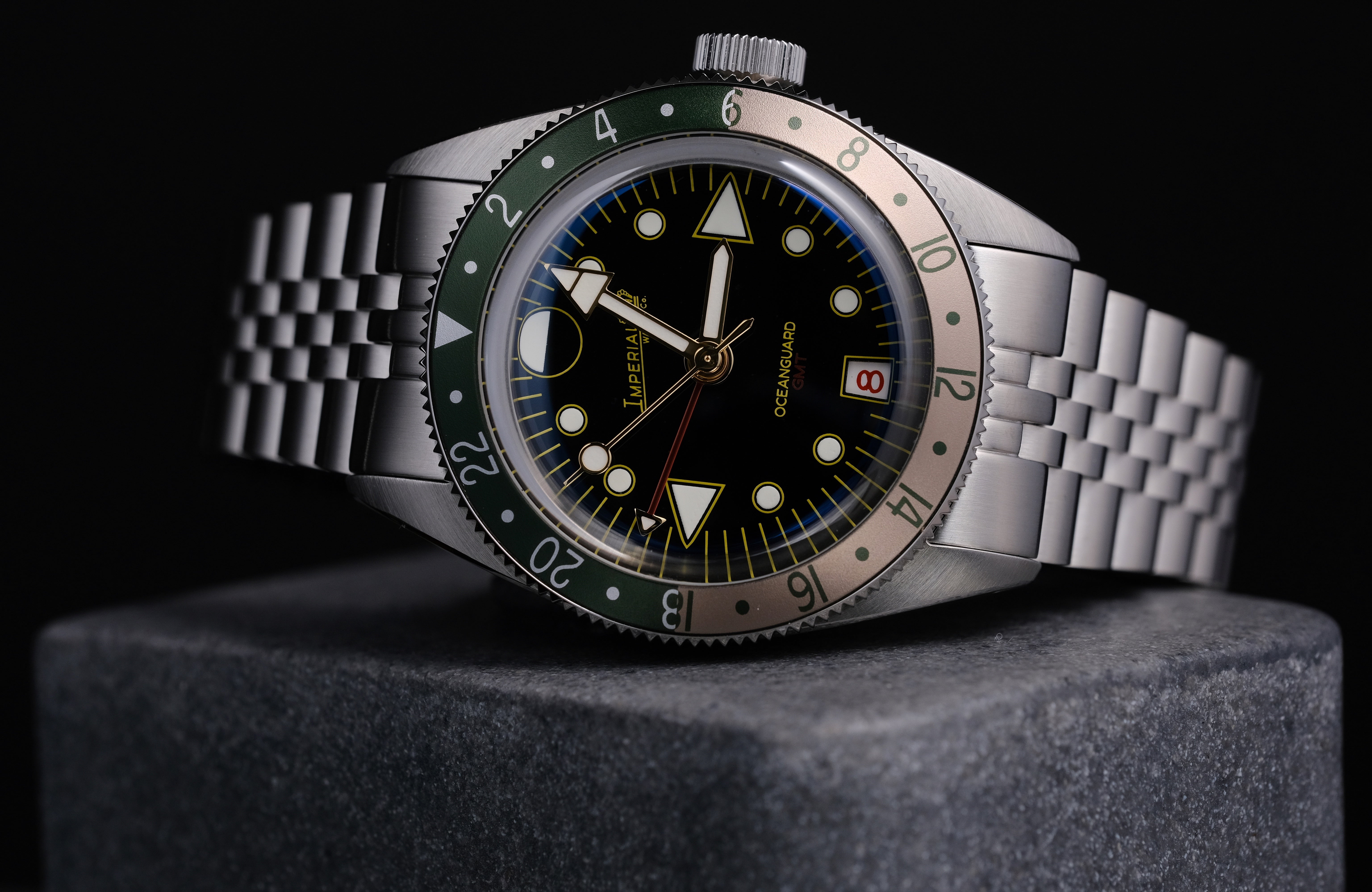 Oceanguard GMT - Jet Black w/ Elmwood and Sand Bezel