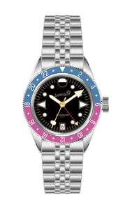 Oceanguard GMT - Jet Black w/ Faded Blue and Pink Bezel